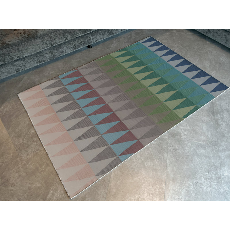 Multi-Colored Triangle Geometric Patterned Modern Decorative Rug