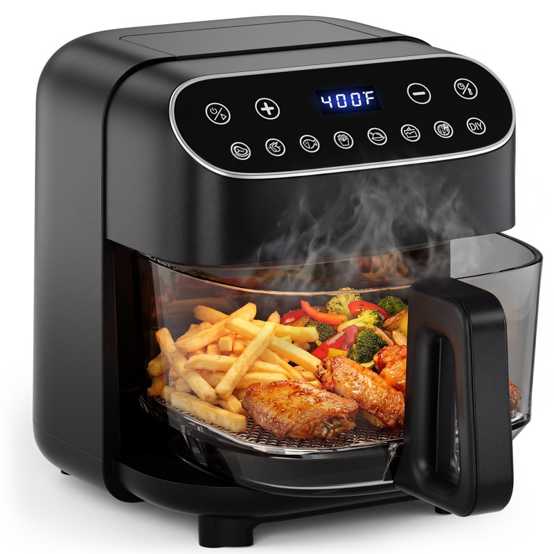 4.5-Quart White Touch Control 1 -Baskets Air Fryer, Black
