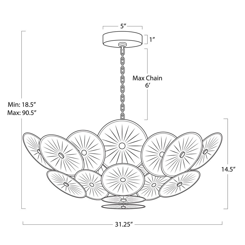 Holly 9 - Light Chandelier, Smoke