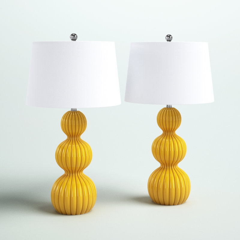 Sabb 28" Modern Coastal Ceramic Table Lamp with 3-Way Dimming, Yellow
