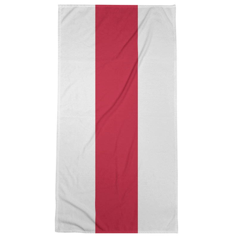 Cotton Blend Beach Towel, Whte/Dark Red