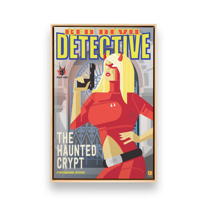 Red Devil Detective, H 36,75 po x l 24,75 po, Impression encadrée sans passe-partout, Érable américain