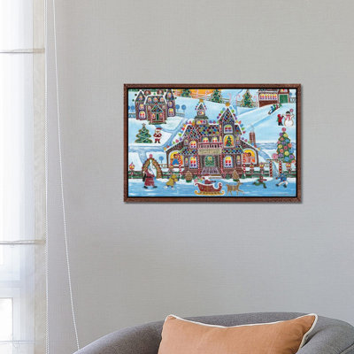Christmas Gingerbread Inn And Cafe by Cheryl Bartley - Print on Canvas