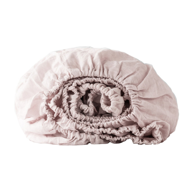 Light Pink Linen Twin Fitted Sheet