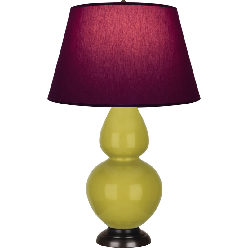 Lampe de table double gourde en céramique, Citron glacé / bronze, Prune / lavande, Bronze