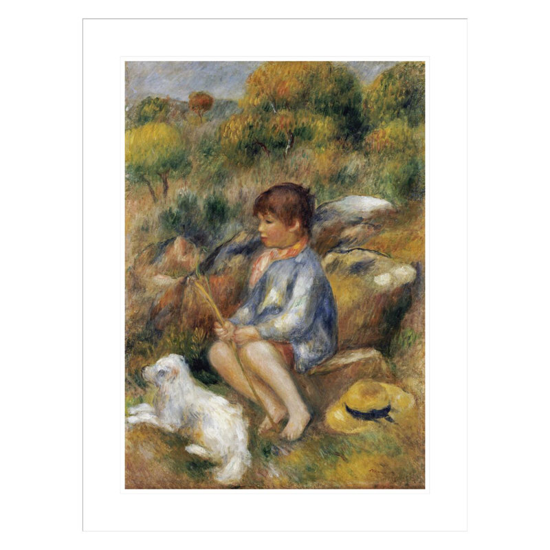 «Young Boy By a Brook» par Pierre-Auguste Renoir, impression giclée encadrée, H 29,5 po x l 22,62 po