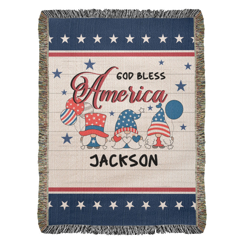 Couverture personnalisée avec nom God Bless America, 60 po x 80 po