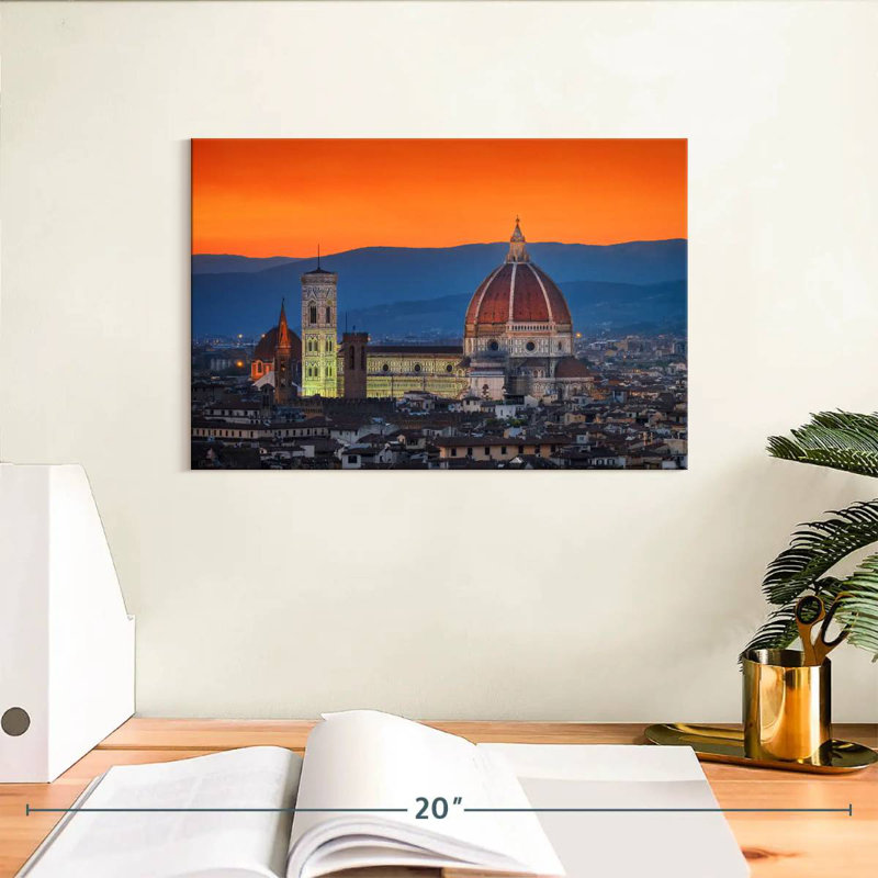 Cathédrale de Nicci Florence au crépuscule, H 8 po x l 12 po