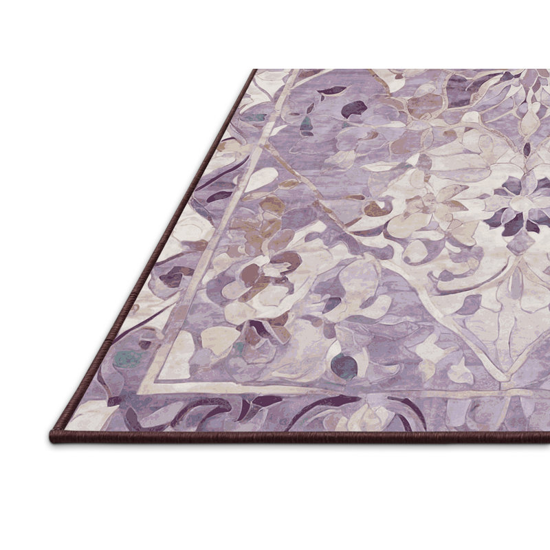 Tapis beige soyeux et moelleux, Rond 6 pi