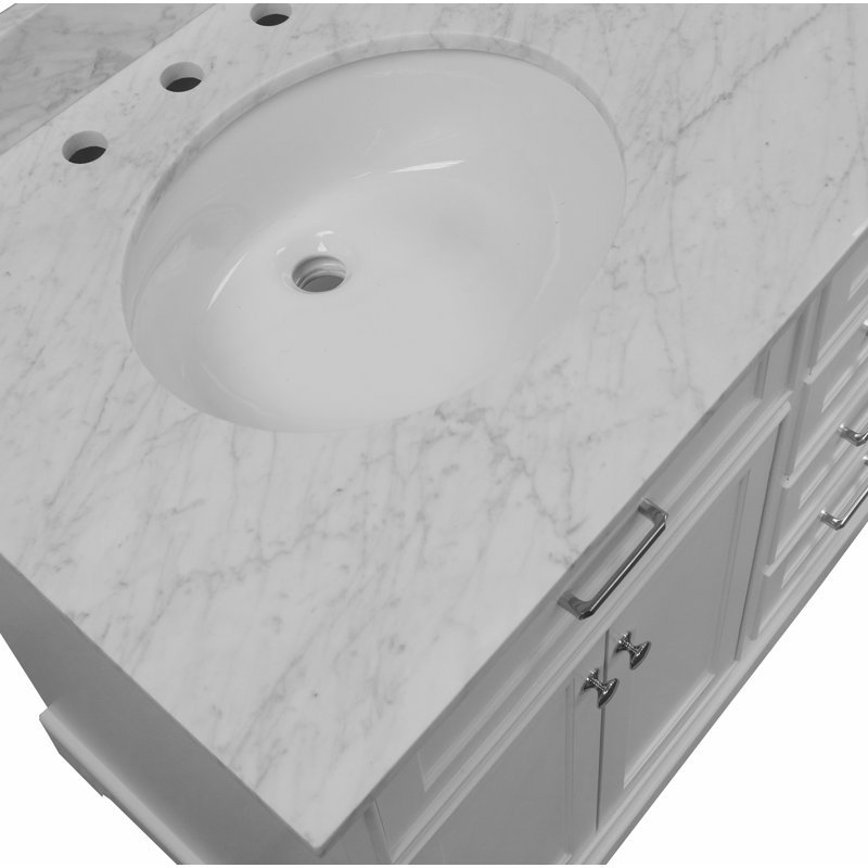 Ensemble de meuble-lavabo double 60 po Ronnie, Blanc, Marbre de Carrare