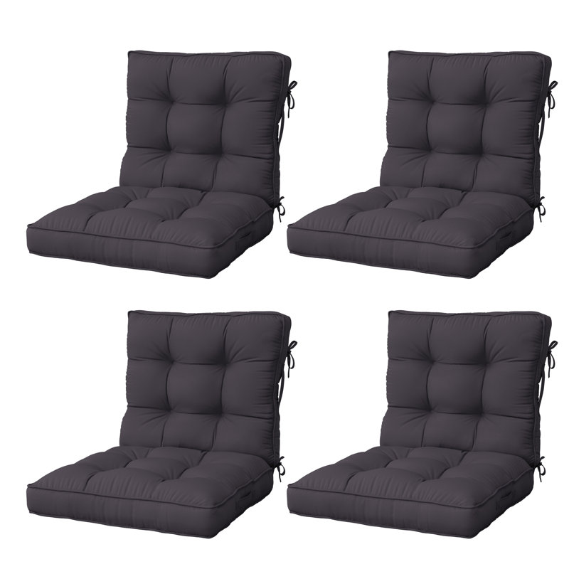 Anjelyka 21"W X 21"D Outdoor Cushions Indoor And Outdoor Seat/Back Cushion, Upgraded Filled Patio Chair Cushions, Dark Gray