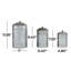 Costillo 3 Piece Grey Metal Decorative Jars with Lids Set, 12", 9", 8"H-328275348