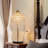 19" Elegant Crystal Table Lamp – Vintage Waterfall Design With Teardrop Grape Crystal Bead String Shades And Marble Textured Base For Living Room, Bedroom, Or Office (bulb Not Included) 