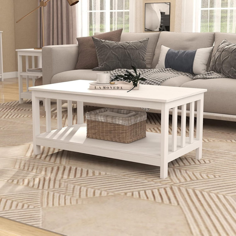 Briaroaks Coffee Table, 18.11" H x 47.2" L x 22.04" W, White, White