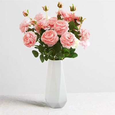 7.8"H Table Vase, Chinoiserie Ceramic Floral Vase, Rustic Small Vase for Home Decor