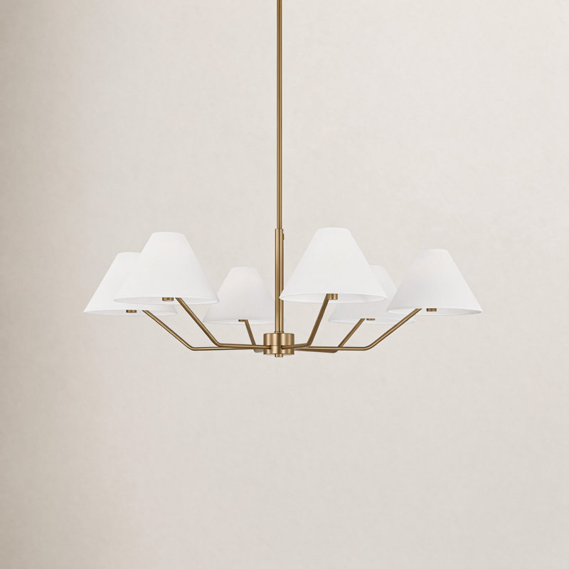Reggie 6-Light Large Chandelier, Satin Brass