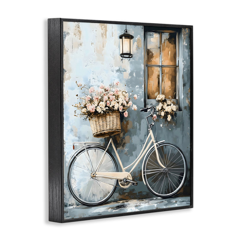 Giclée encadrée de charmant vélo botanique charmant, design par Creative Studio, Giclée encadrée noir minuit
