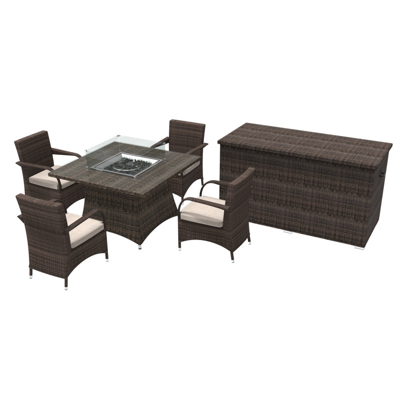 Holderman Wicker 4 - Person Patio Conversation Set with Cushions