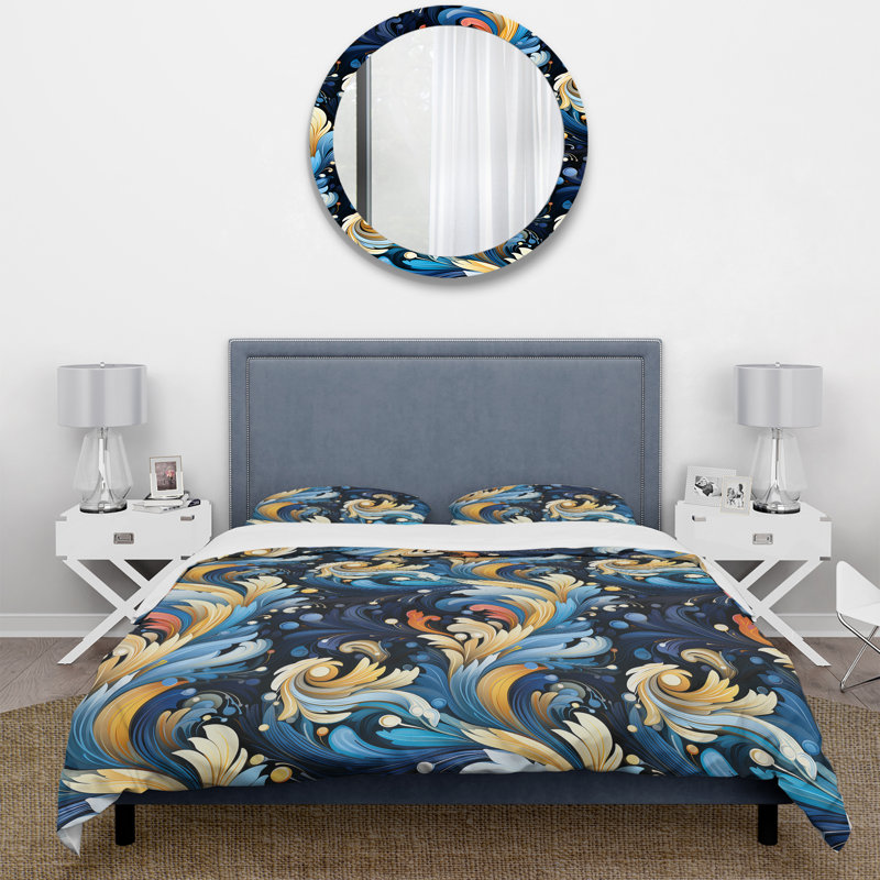 Literie Futuristic Fusion Paisley Pattern III, Housse de couette pour très grand lit et 2 très