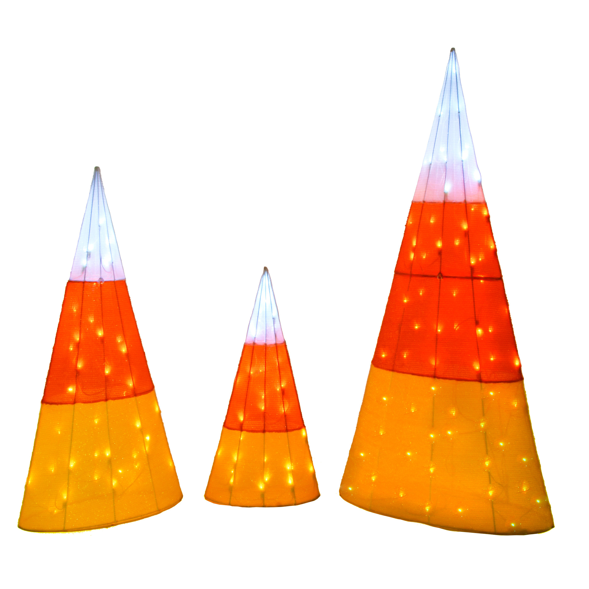 28 in. Halloween Pre-Lit Candy Corn Mummy Outdoor Decoration with LED Lights, Plug-In