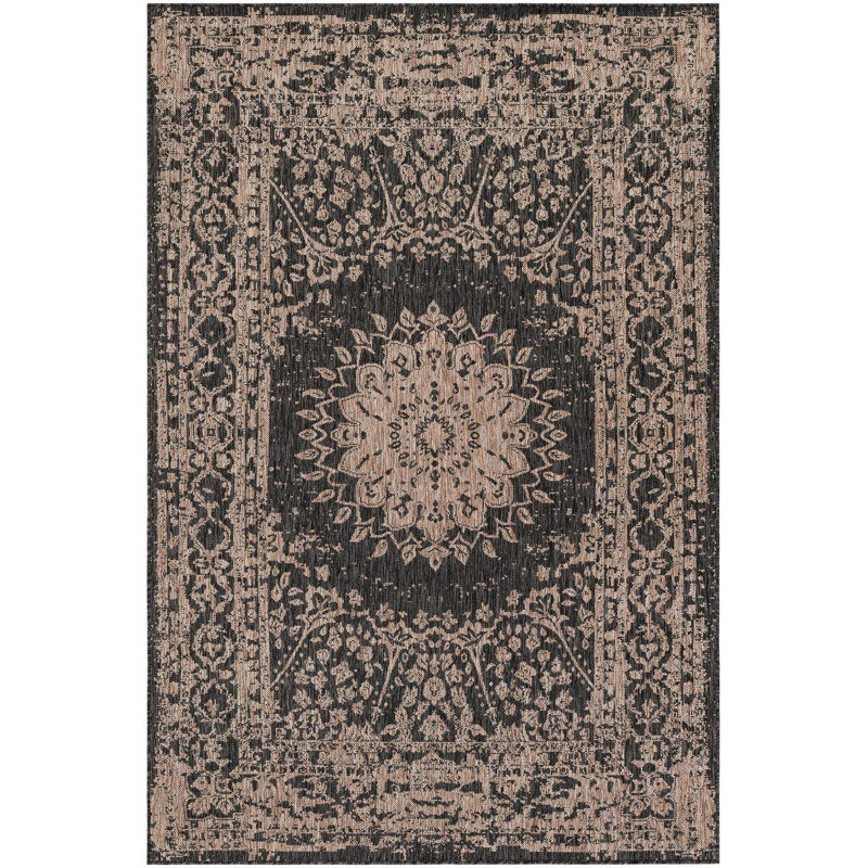 Contemporary Hintz Runner Rug Black Color, Rectangle 5'3" x 8'