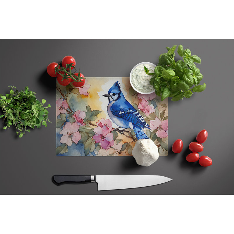 Blue Jay Glass Cutting Board