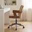 Fauteuil de bureau respirant à dossier en canne avec structure en noyer de style Mid-Century et base pivotante réglable-1567086279