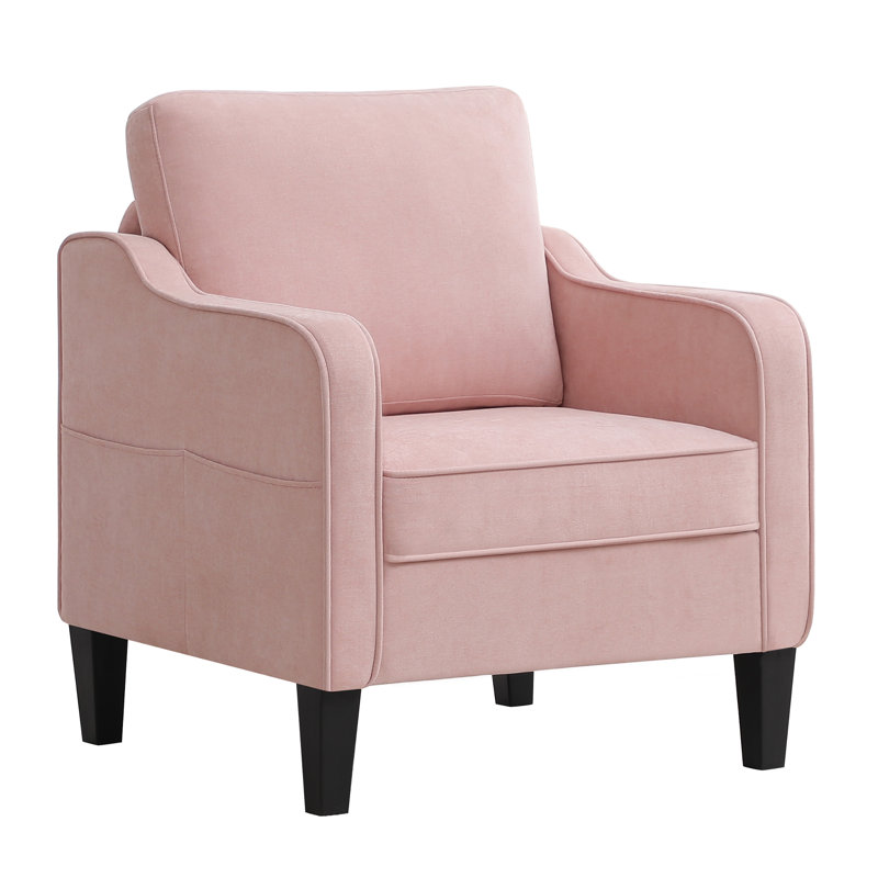 Mid-Century Accent Chairs Featuring Removable Cushions, Pink