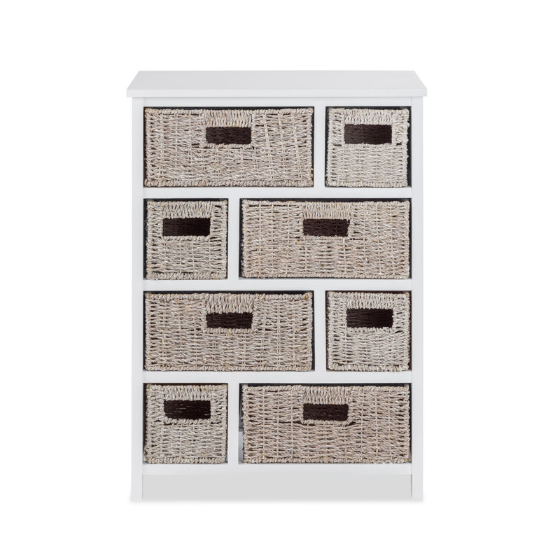 Erica Solid Wood 56 cm W Chest of 8 Drawers, White / Whitewash