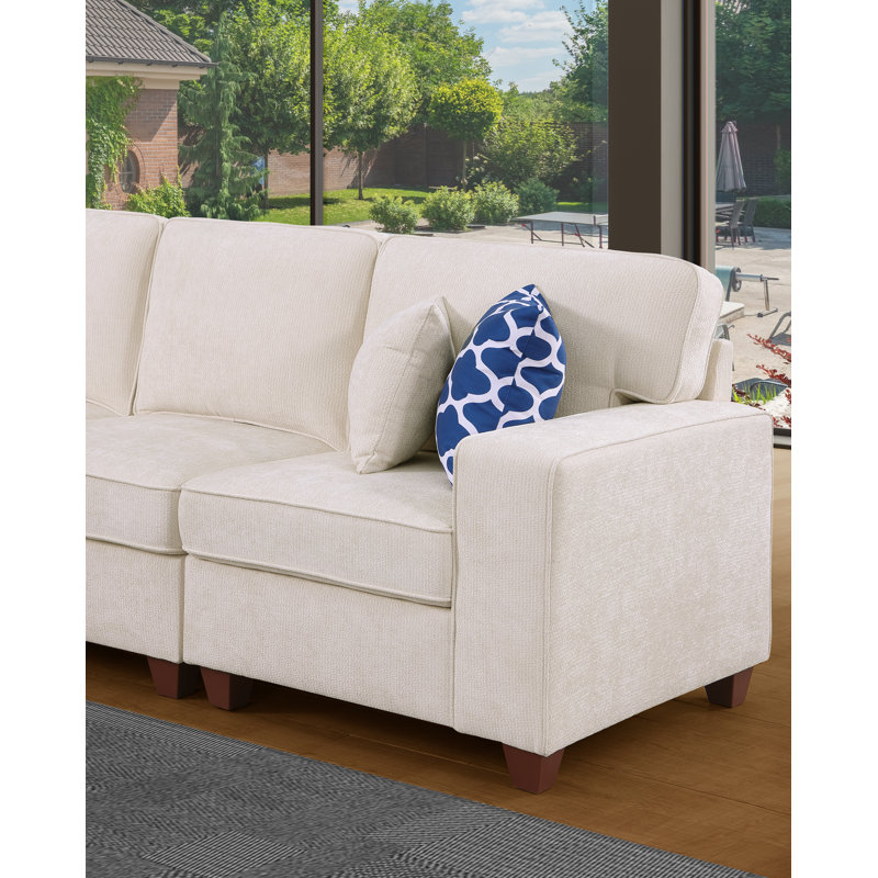 Canapé modulaire en L Forbestown, Beige Chenille