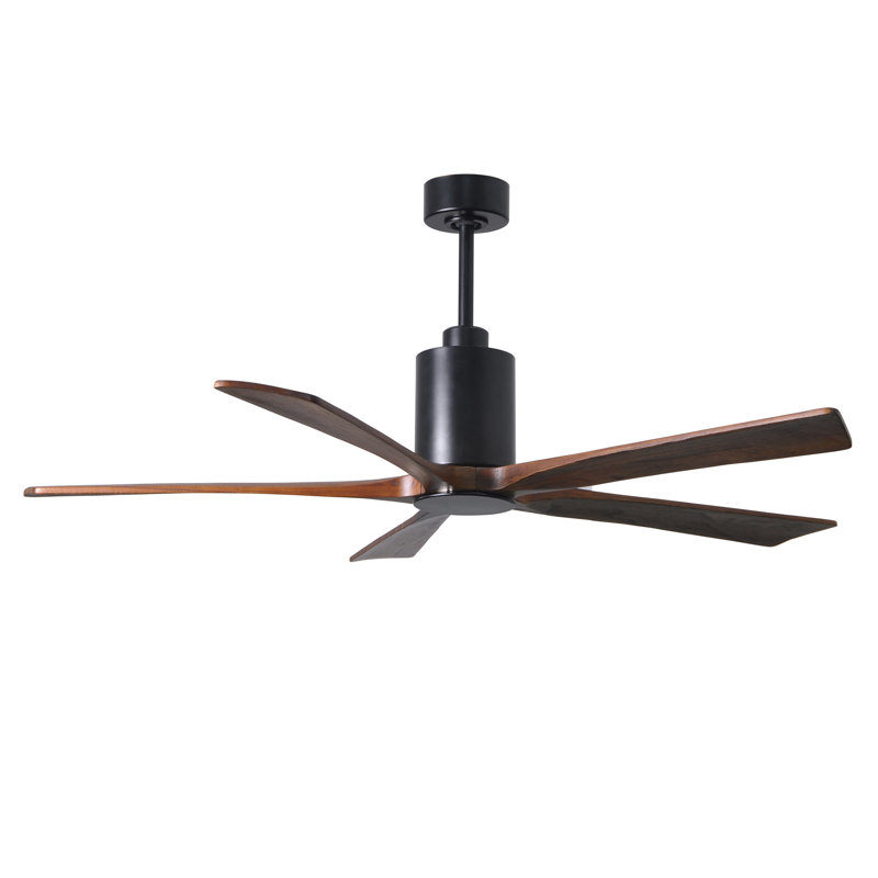 Patricia LED Downrod Ceiling Fan, Matte Black, Walnut Tone
