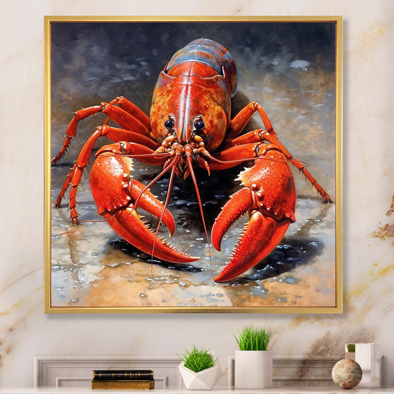 Rampants d'eau douce sur toile, H 16 po x l 16 po x P 1 po, Cadre flottant doré