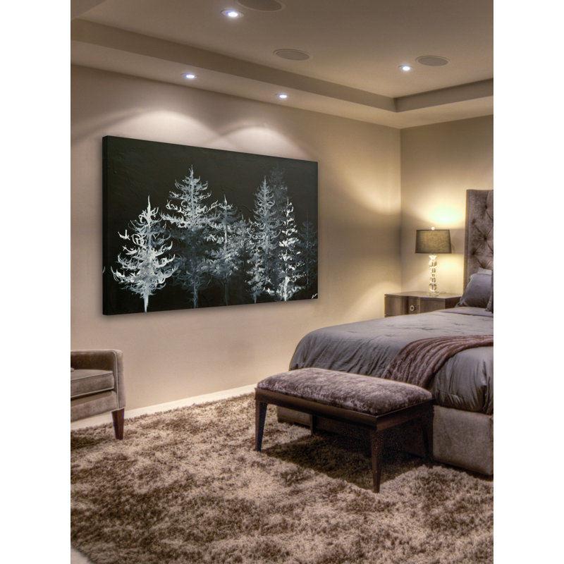 Trees in Moonlight Black and White Canvas Art Print