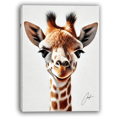 Charmante girafe - Art mural safari sur toile tendue
