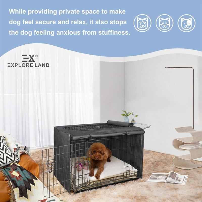 Erinisha Polyester Pet Crate Cover, 30"H x 28"W x 42"D