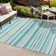 Raygoza Wavy Stripe Modern Aqua/Cream Indoor/Outdoor Rug