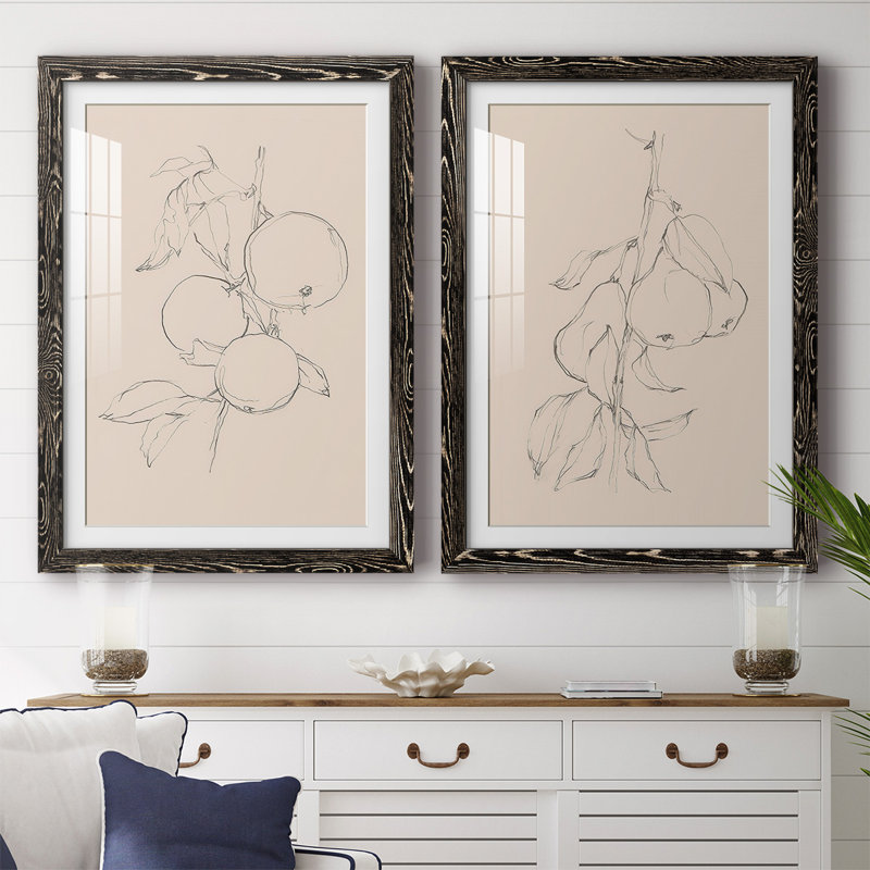 «Fruit Contour Study I», reproduction de photo sur toile 2 pièces, H 27,5 po x l 75 po x P 1,5 po, Noir