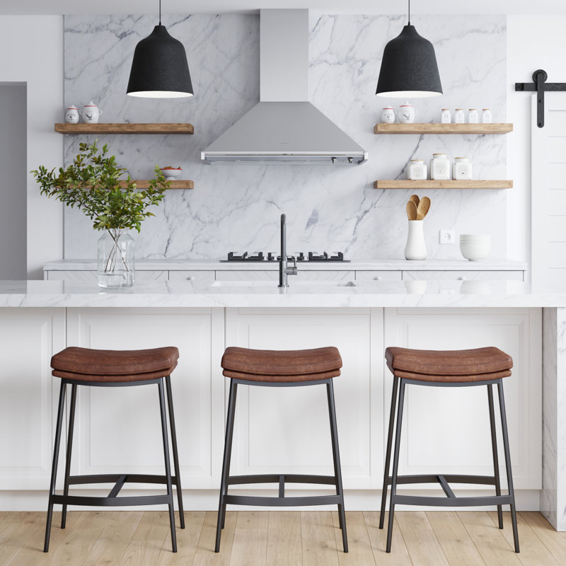 Tabouret de bar rembourré à hauteur de comptoir, 1, Brun