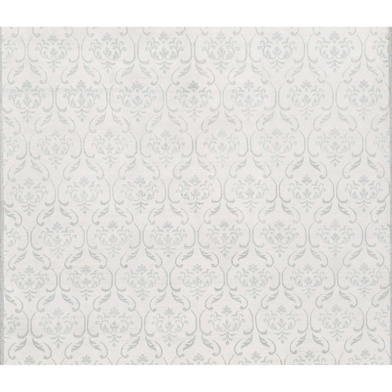 Neo Villa Damask Area Rug in Silver, Rectangle 7'11" x 9'10"