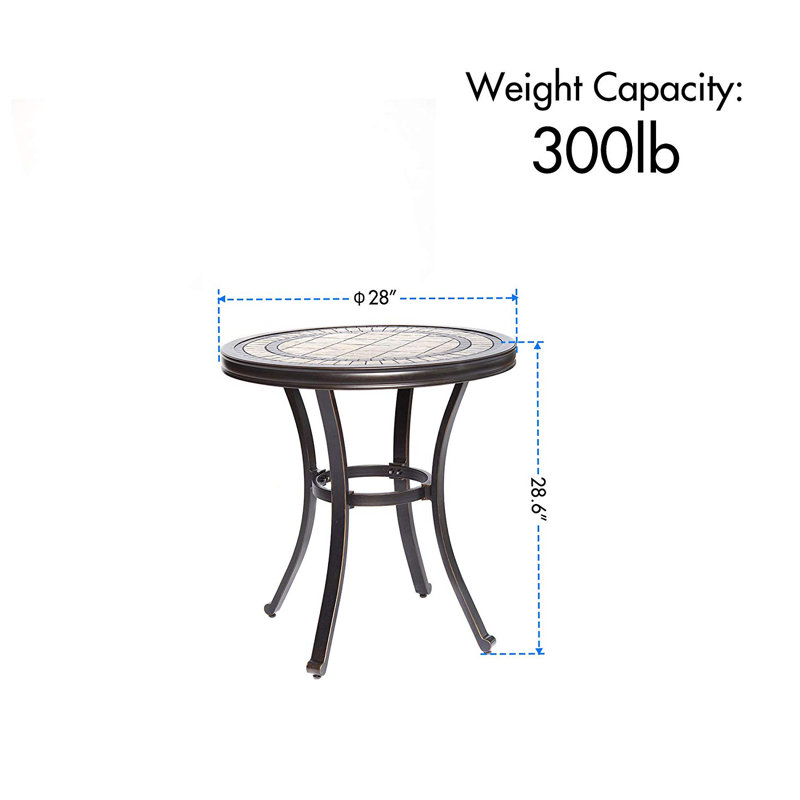 Renita Round Metal Outdoor Dining Table , 28'' in. W 28'' in. D