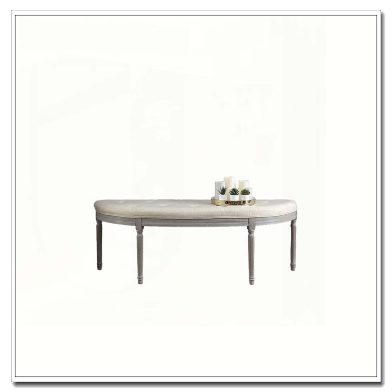 Banc rembourré capitonné beige clair Coastal
