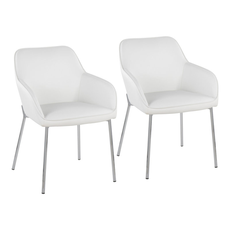 Cyr 19'' H Faux Leather Upholstered Armchair, Chrome, Espresso