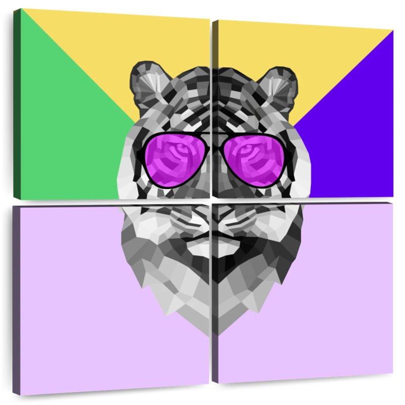 Brampt Party Tiger In Glasses, 32" H x 32" W