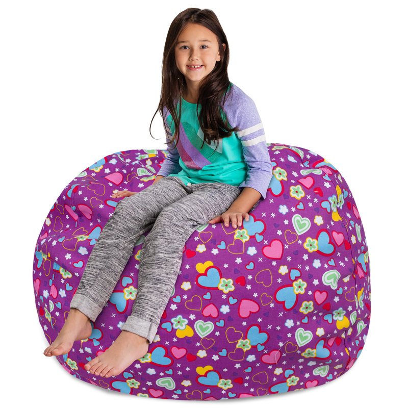 Kids Bean Bag Chair Cover - Stuffed Animal Storage & Toy Organizer with Zipper - Plush Storage Kids Bean Bag Cover only for Toddlers and Children's Rooms - Organizes Pillows, Blankets, and Stuffies - Multiple Colors, Sizes, and Fabrics