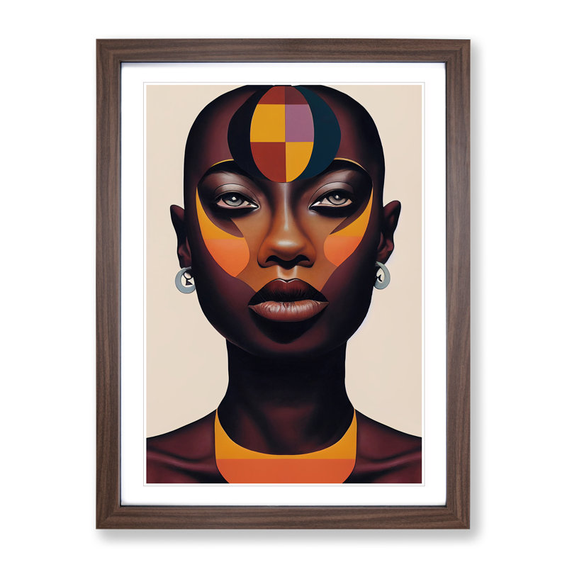Striking Woman No.1 Abstract 1 Piece Single Picture Frame Wall Art, 46cm H x 34cm W x 2cm D, Walnut