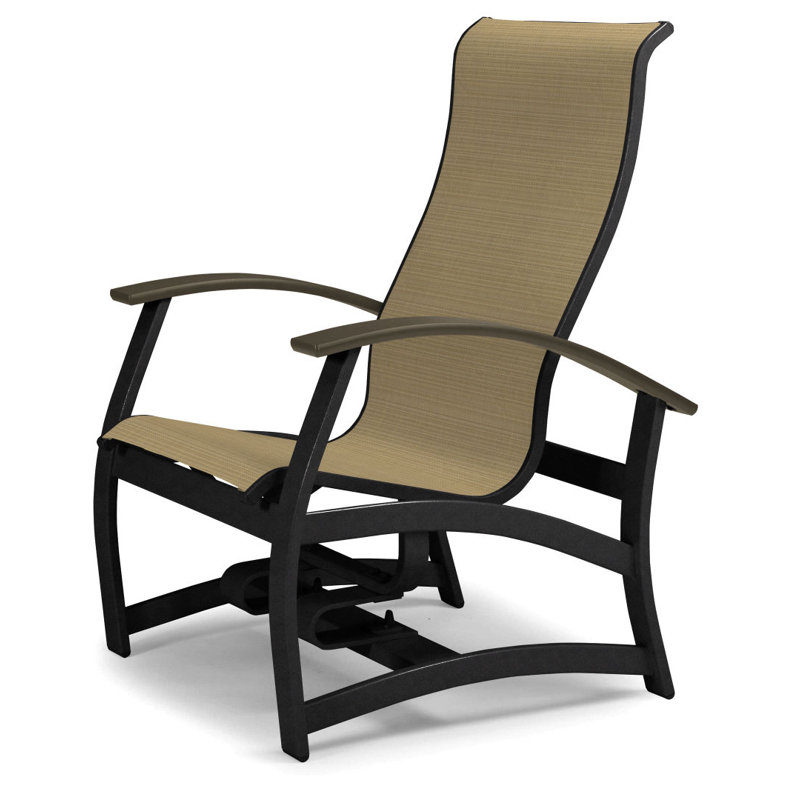 Askar Swivel Powder Coated Aluminum Outdoor Lounge Chair, Textured Black, Cobalt 35D Sunbrella®, Beachwood P40