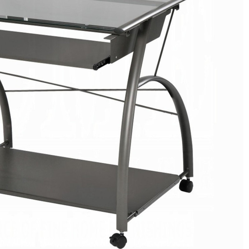 Ledbury Glass Top Metal Base Writing Desk