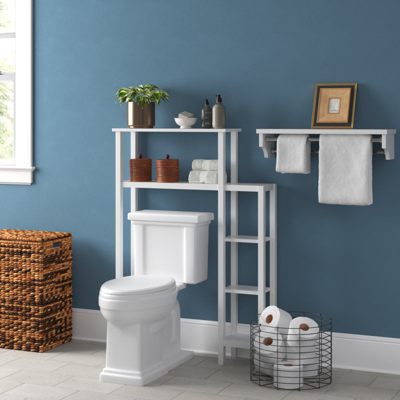 Belz 35" W 49" H Over Toilet Organizer With Side Shelving And Wall Mounted Bathroom Shelf