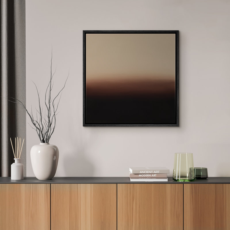 Reproduction de paysage abstrait encadrée d'art mural sur toile pour un décor rétro, H 24 po x l 24 po, Noir