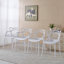 Ensemble de salle à manger 1 + 4,5 pièces, table de salle à manger à pieds en métal Mid-Century pour 4-6 personnes avec plateau en panneau de fibres à densité moyenne, table de salle à manger à piédestal, table basse de loisir, ensemble blanc-17335195-17335198